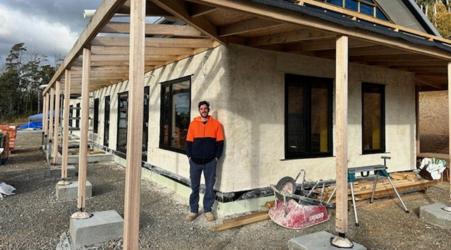 Patrick Casey and his straw bale house